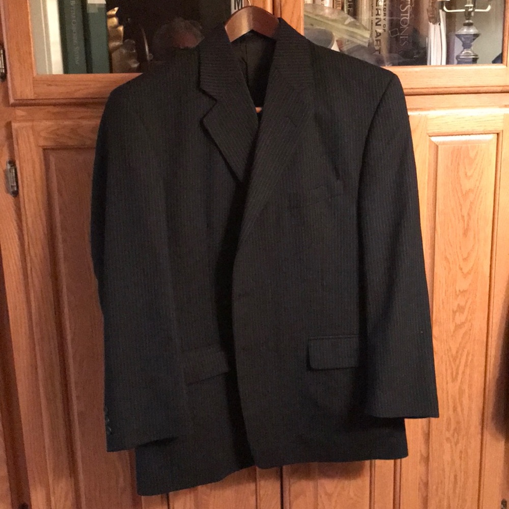 Black striped suit 100%wool